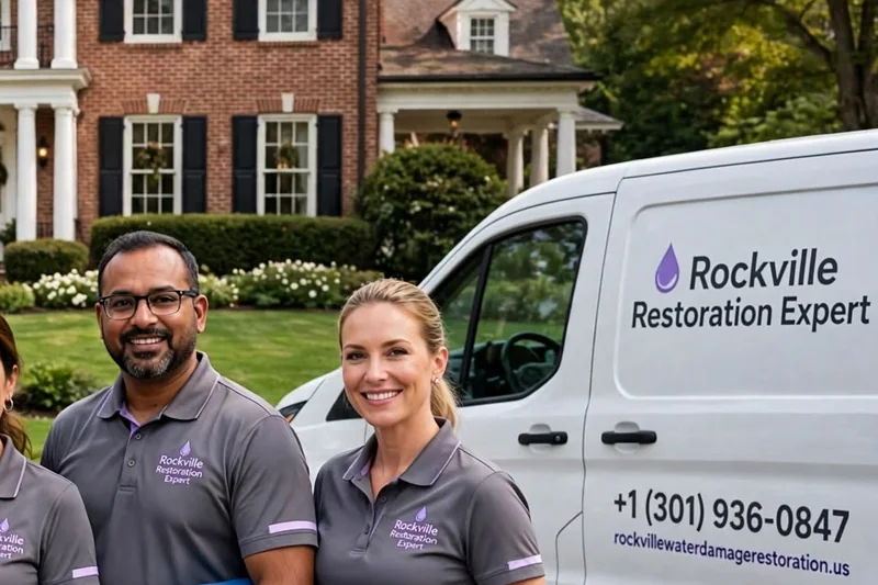 Restoration technician beside van, water damage FAQs
